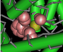 Thumbnail image for example of 3-dimensional structure: Cl- binding residues in Voltage-Gated Chloride Channel, cd00400.  Click on image to jump to a larger, annotated version in the CDD help document.