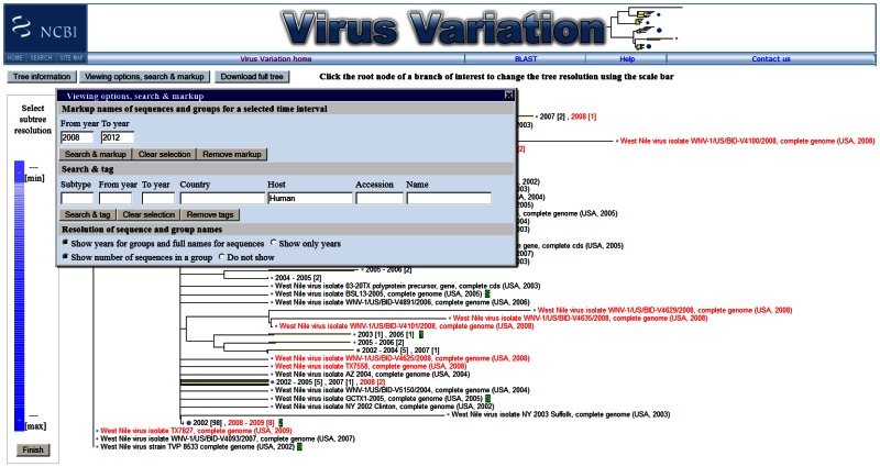 Figure 4. . The Virus Variation phylogenetic tree viewer.