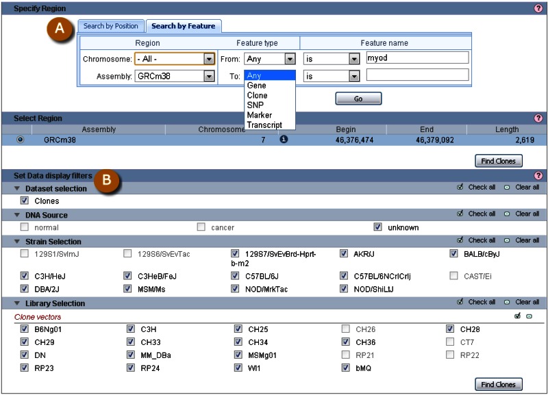 Figure 11. . Clone Finder search interface.