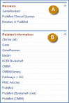 Figure 7. . The Reviews and Related information in MedGen.