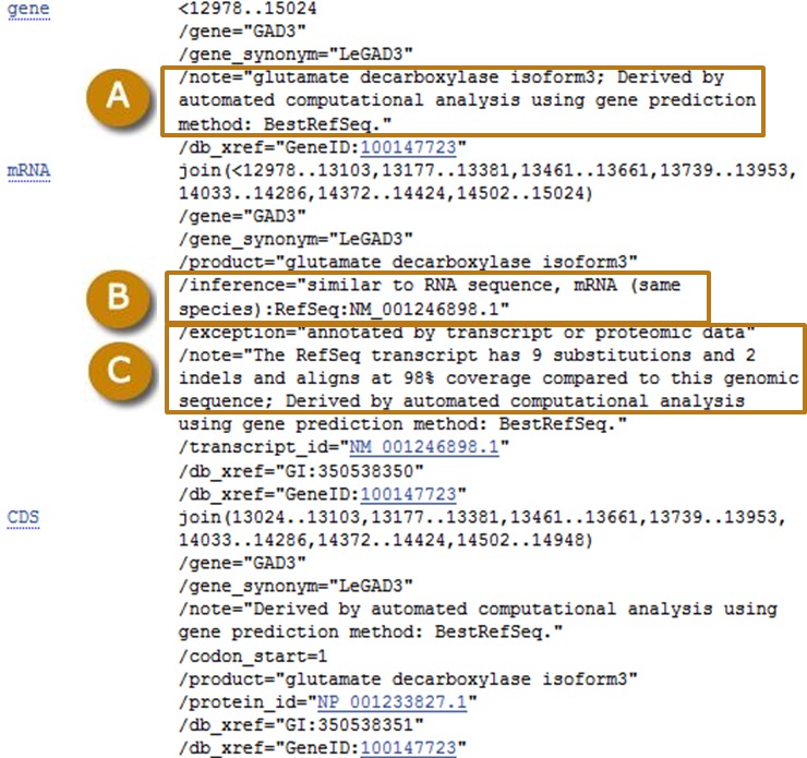 Figure 7. . Example of a known RefSeq transcript annotated on a genomic scaffold.