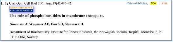 Figure 2. From PubMed, the links to the full text of research articles are also managed by LinkOut and can be accessed through an icon from PubMed Abstracts, highlighted here in purple, as well as from the associated list of LinkOut resources in Figure 3.