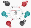 A multi-colored model with bubbles and rays depicting the role of digital literacy in social determinants of health