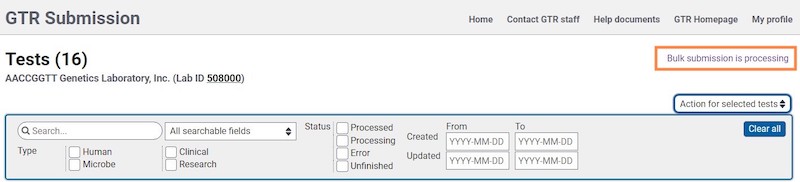 Bulk submission processing